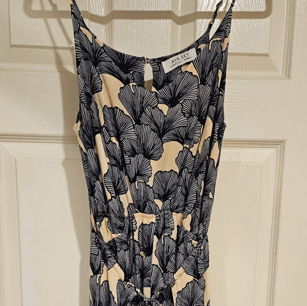 Ava Sky Navy Floral Split Pant Jumpsuit